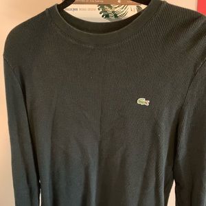 Black Lacoste waffle weave long sleeve t-shirt